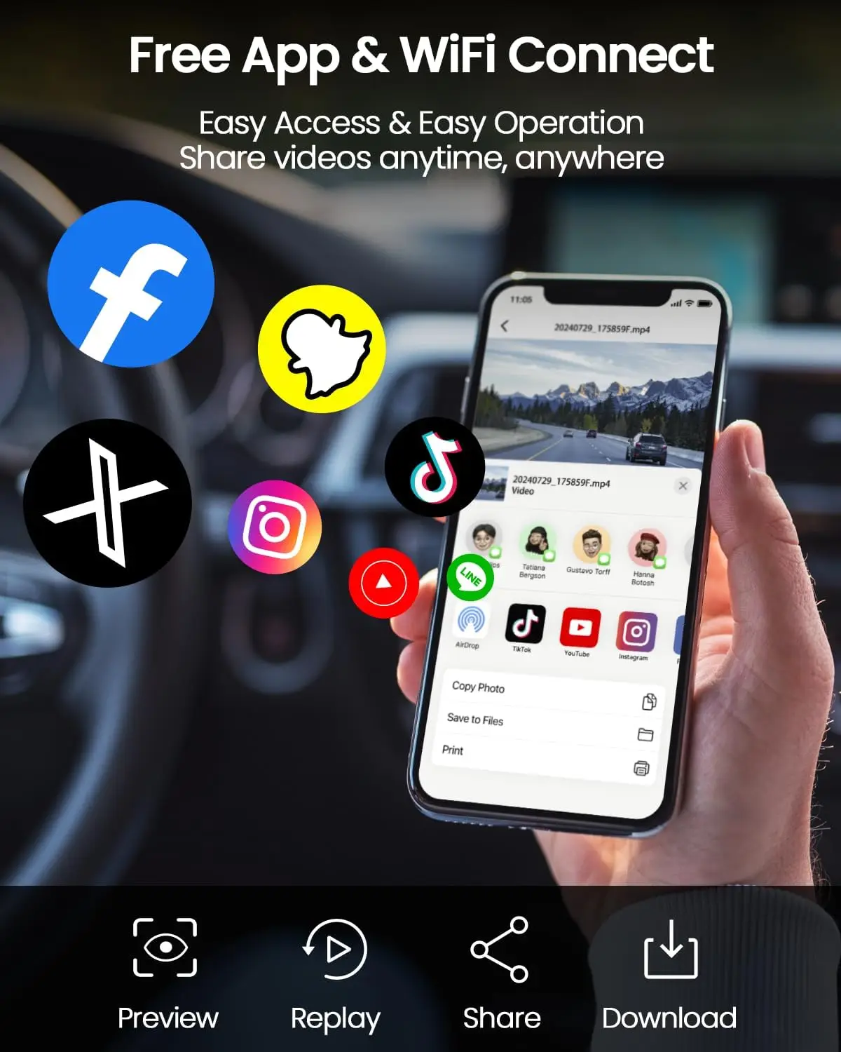Dash Cam Front and Rear, 4K UHD Dual Dash Camera for Cars, 3.16" IPS Dashboard Camera Recorder Built-in WiFi & APP Control, with