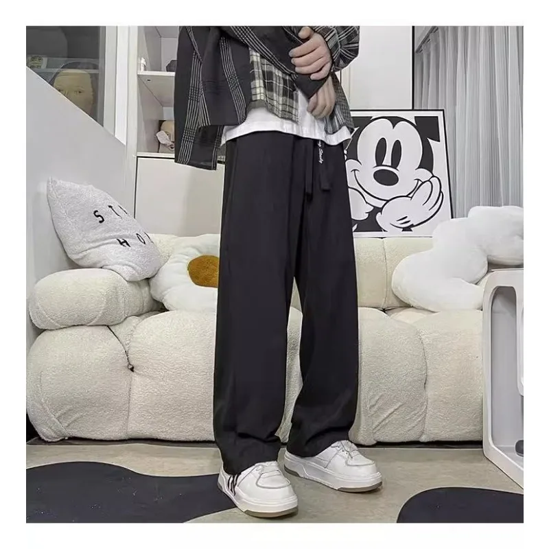Ice Silk Pants Summer Solid Color Male Female Thin Straight Cylinder Loose Fitting Pendant Leisure Trousers Tide