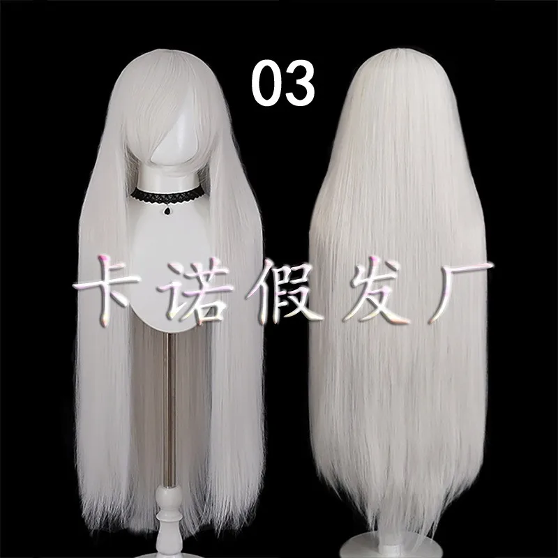 Peluca de Cosplay de fiesta sintética larga y recta de 80cm y 32 pulgadas, disfraz con flequillo completo para Halloween, pelo para juego de rol
