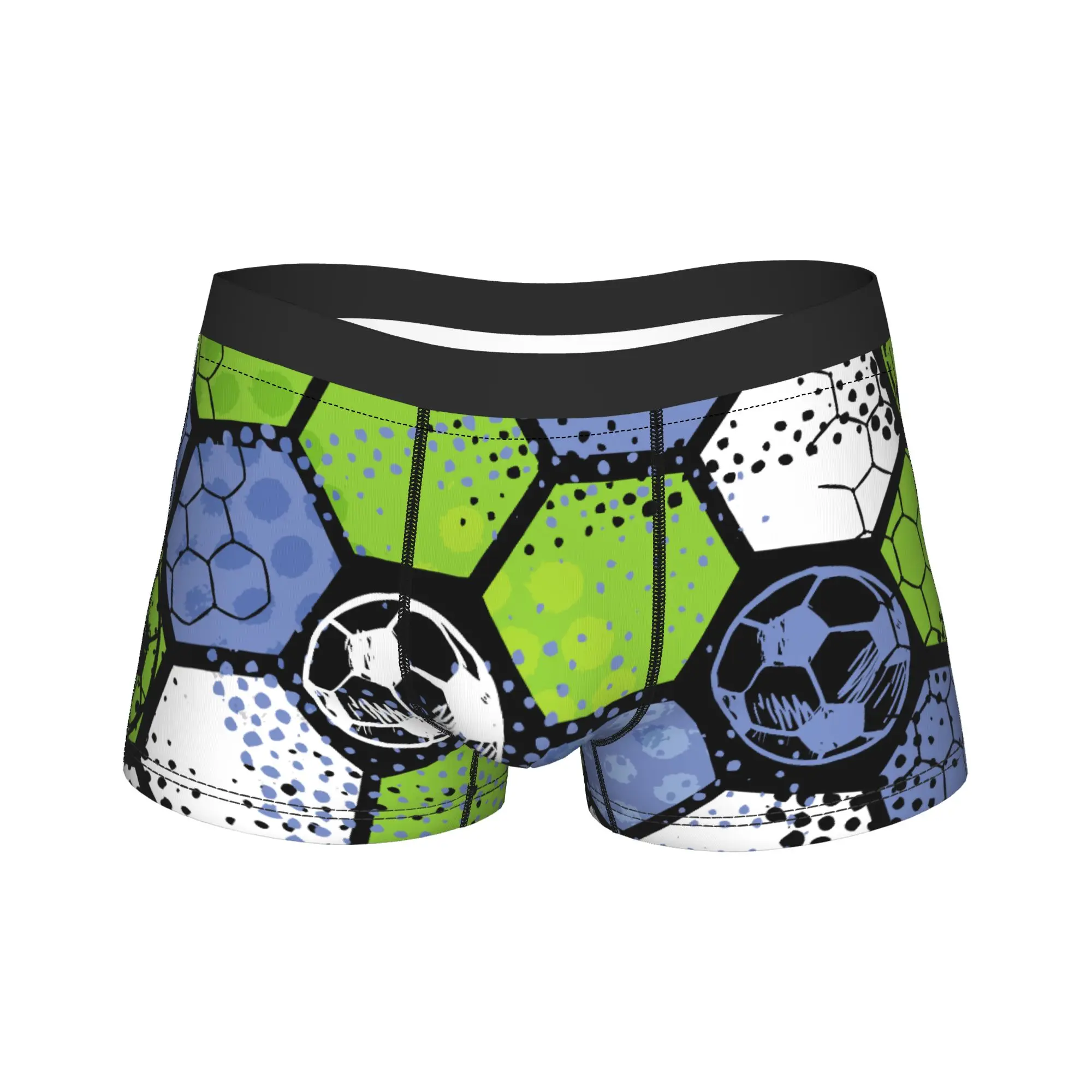 Men's Cartoon Soccer Ball Football Long Underwear  Humor Boxer Briefs Shorts Panties Male Breathable Underpants M-XXL