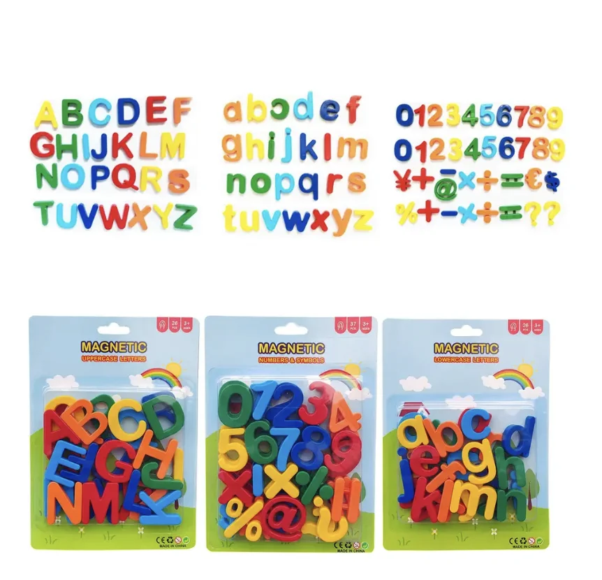 Children magnetic learning alphabet numbers geometric shapes plastic refrigerator stickers spelling counting educational toy
