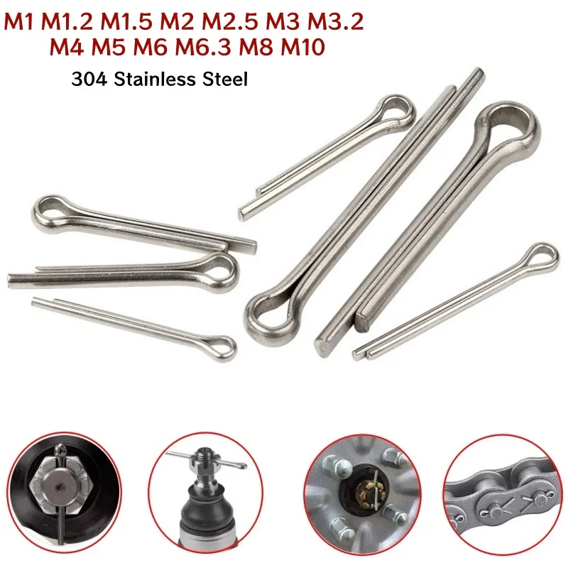 M1 M1.2 M1.5 M2 M2.5 M3~M10 Split Pins Cotter Fixings 304 Stainless steel Hard Case Link Split Cotter Pin for Automotive Repair