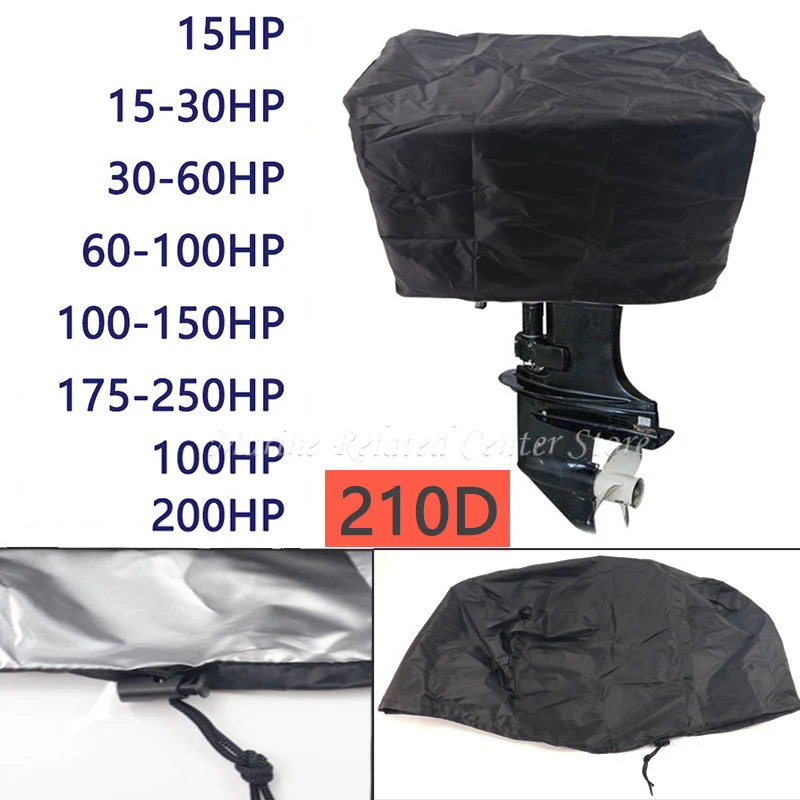 Motor Engine Boat Cover 15-250HP 210D Waterproof Yacht Half Outboard Anti UV Dustproof Cover Marine Engine Protector Canvas New