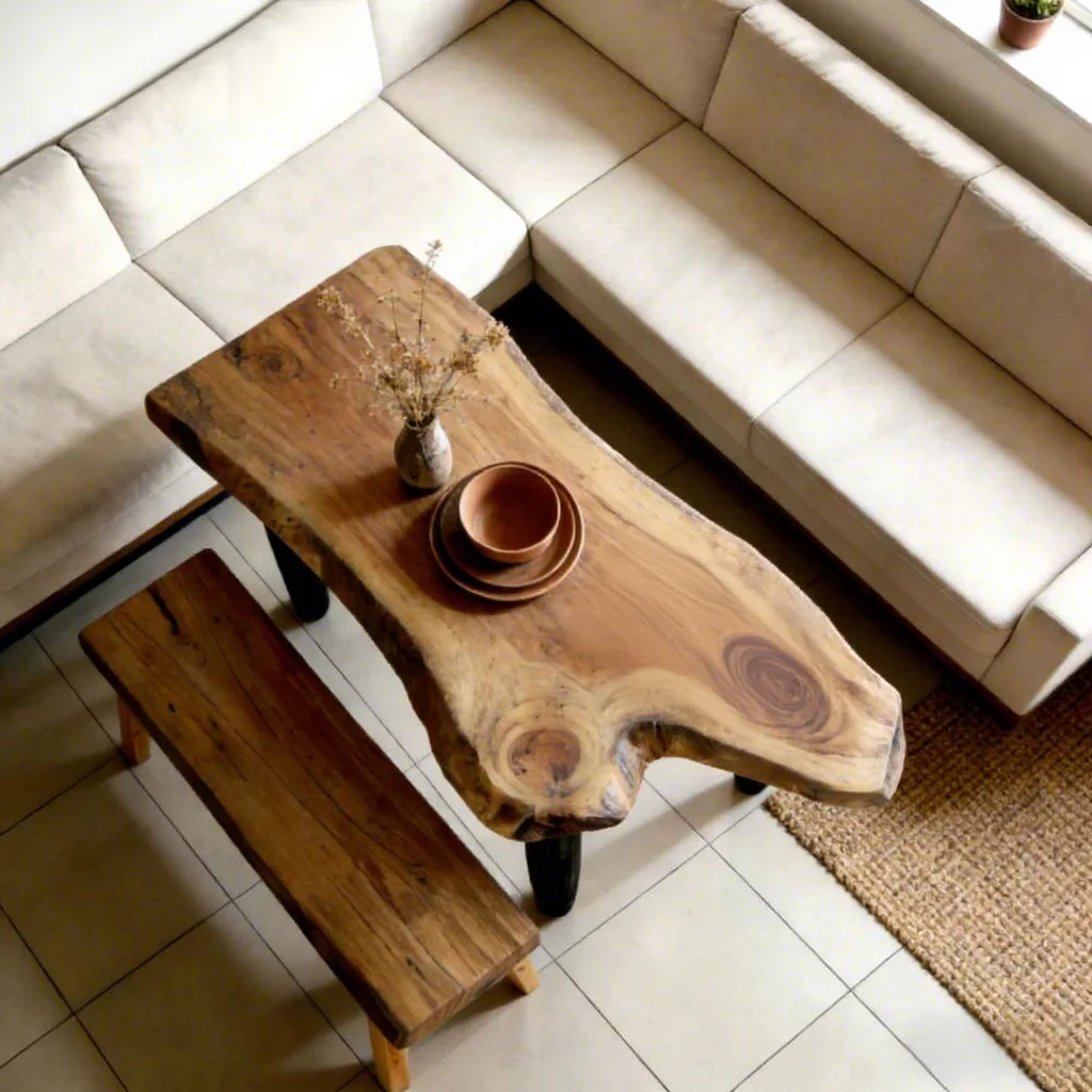 #Solid Wood Coffee Table  Retro Simple Natural Living Room Furniture