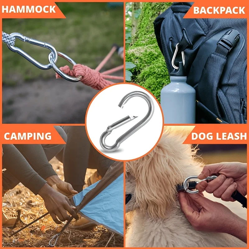Durable Silver Metal Carabiner Buckles Economical Wholesale Anti-rust Clips Stylish Ornament Hardware Key Holder School Bag 3pcs view 4