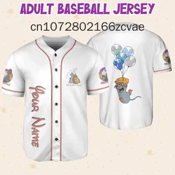 2024 New Disney Ratatouille Baseball Jersey 3D Printed Kids Adults Fashion Cartoon Buttons Baseball Uniform Kids Tops Clothing