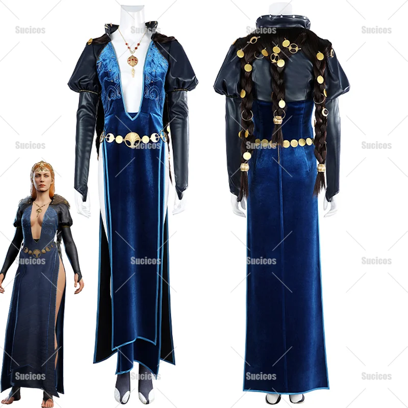 Game Gate Mizora Cosplay Costume Mizora Cambion Blue Sexy Dress BG3 Suit Outfit For Halloween Carnival Party Fancy Adult Role