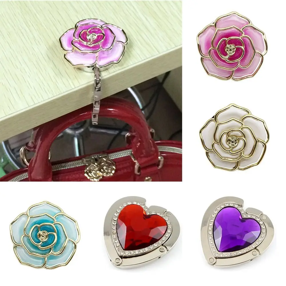 Heart Shape Table Edge Folding Purse Hanger Handbag Hook Holder Women Bag Organizer