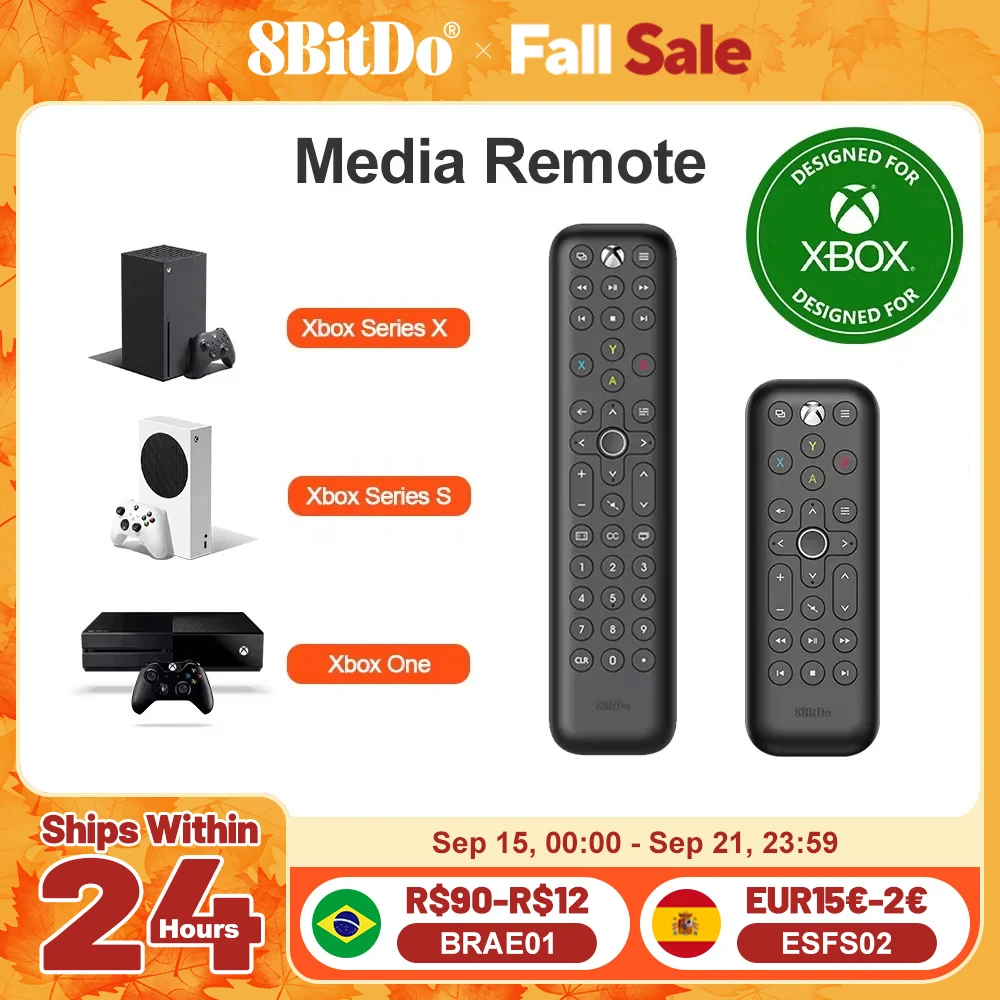 8BitDo XBox Media Remote Licensed By Microsoft,compatible with Xbox One, Xbox Series X, S（Infrared Remote）Microsoft Xbox Console