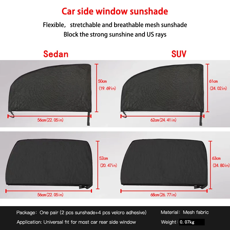 2PCS Sedan/SUV Car Sun Shade Styling Accessories Auto UV Protect Curtain Side Window Sunshade Mesh Sun Visor Protection Films