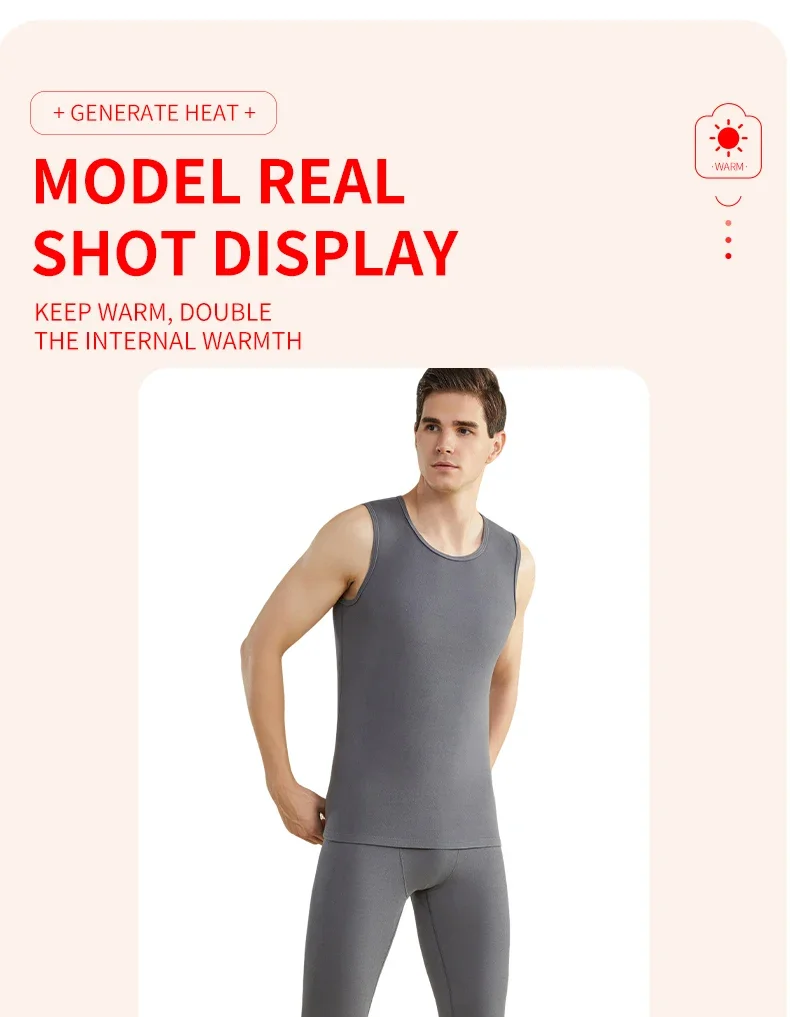 

The 2025 popular men's warm inner layer 2-piece set is warm, soft and comfortable, allowing for flexible and effortless movement