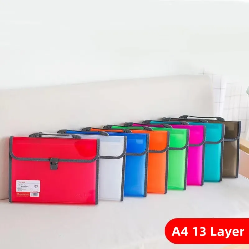 A4 13 Grids Portable File Bag Student Storage Stationery Document Organizer