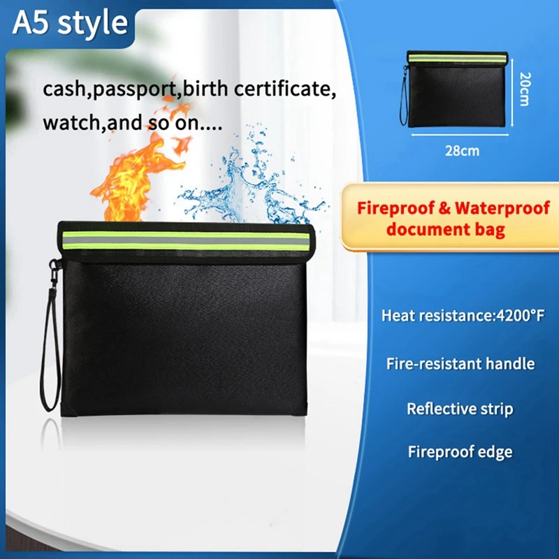 Fireproof Document Bag , Fireproof Safe Pouch With Zipper, Fireproof Waterproof Document Bag For Storing File,Cash