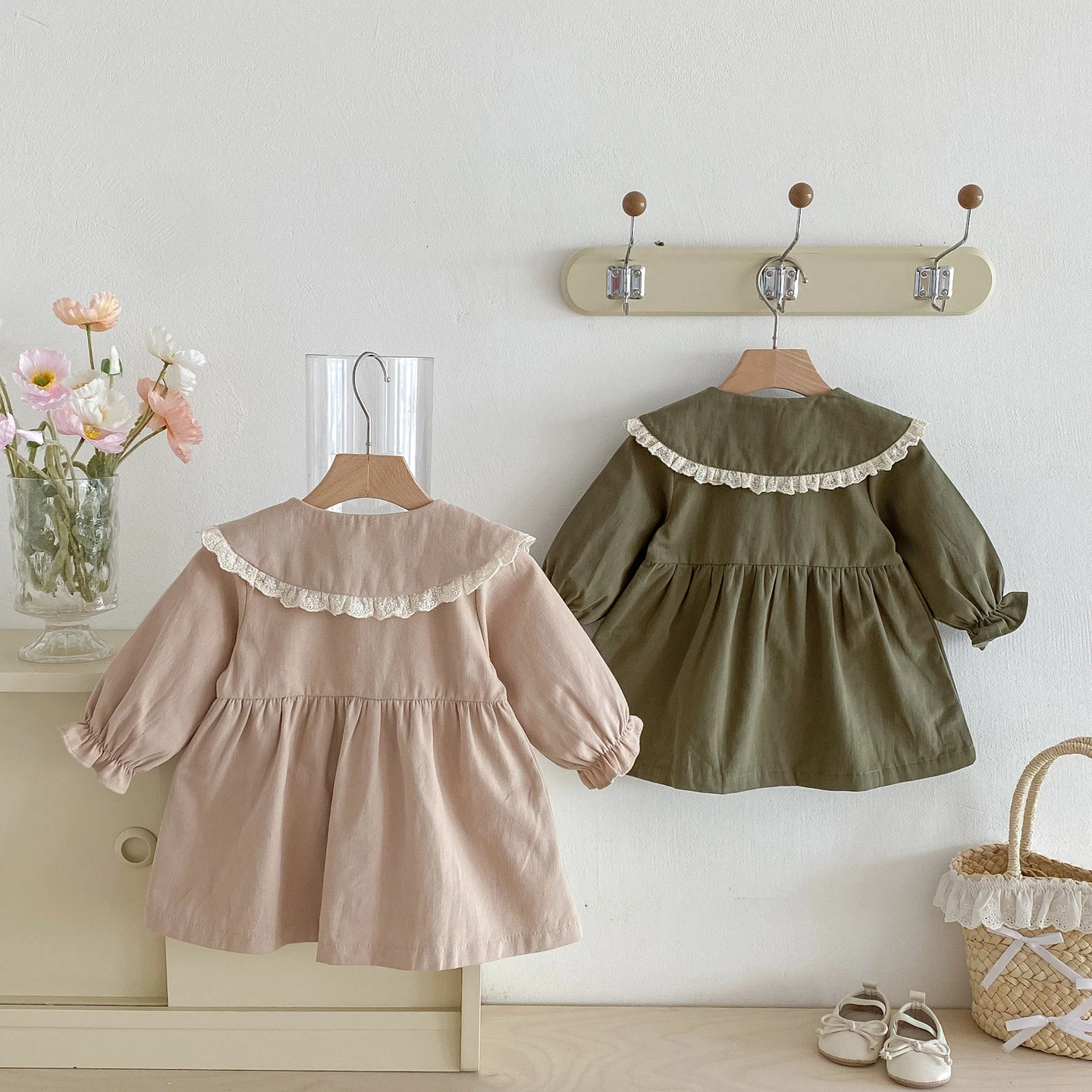 Autumn New Girls Clothes Lace Collar Girls Coat Vintage Girls Jacket Long Sleeve Kids Girls Jacket