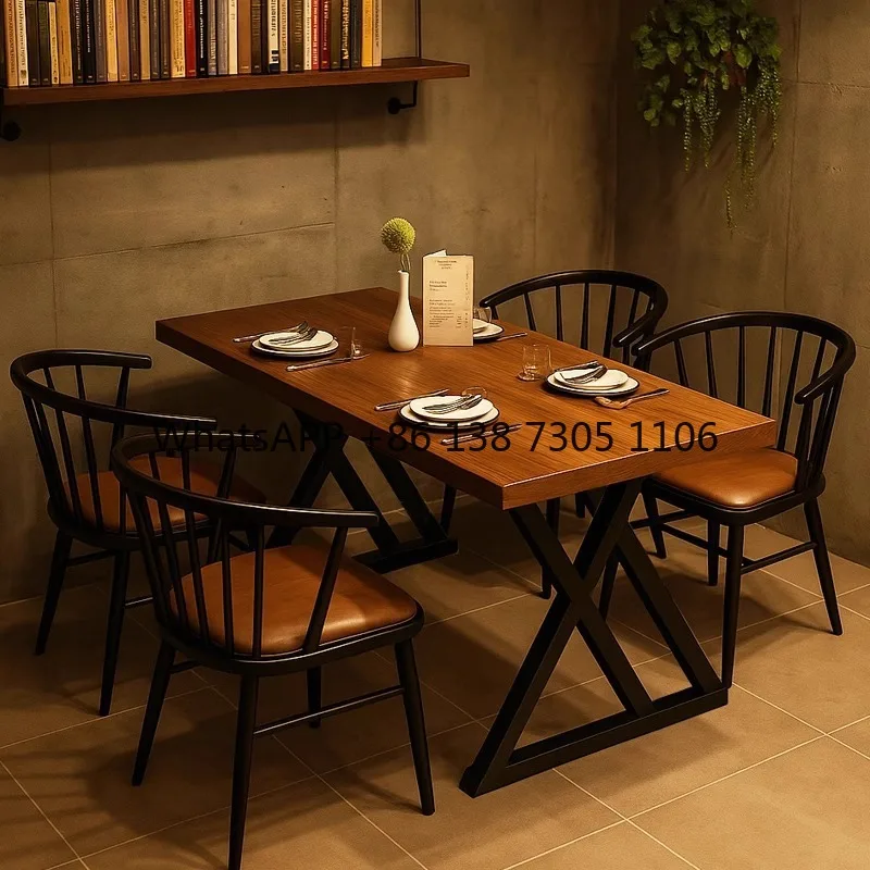 

Table Catering Commercial BBQ Shop Chair Coffee Shop Table and Chair Combination Industrial Folk Bar Table