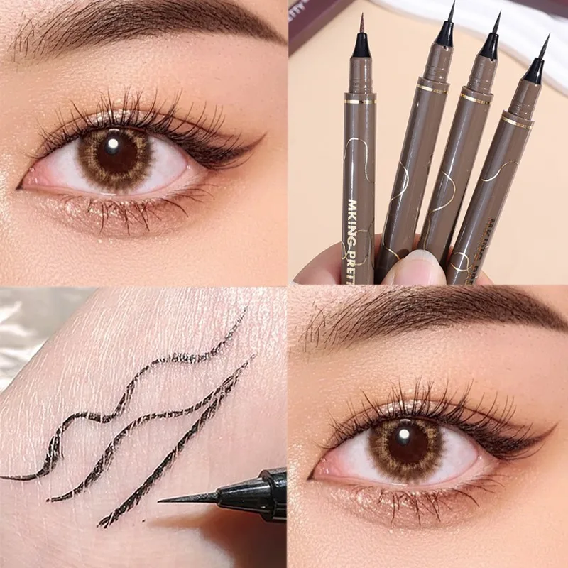 Smooth Liquid Eyeliner Makeup Waterproof Lasting Ultra-fine Black Brown sdraiato Silkworm Pen Matte penna per ciglia inferiore ad asciugatura rapida