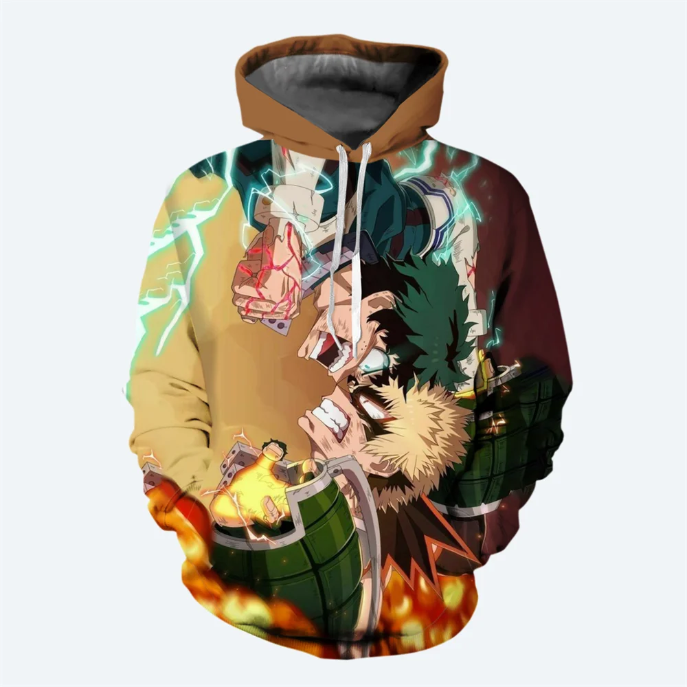 ฤดูหนาวใหม่ Anime Men's Hoodie 3D พิมพ์ My Hero Academia พิมพ์เสื้อกันหนาวแฟชั่น Street Hip-Hop สไตล์ลําลองผู้ชาย Hoodie