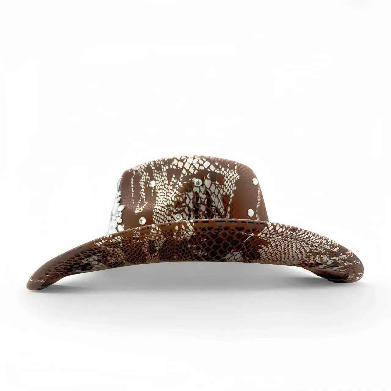 HongLuan Brown Glitter Costume Hat Adult & Cowboy Hats Rhinestone for Woman, Cowboy Cosplay Female Accessories & Cowgirl Cap