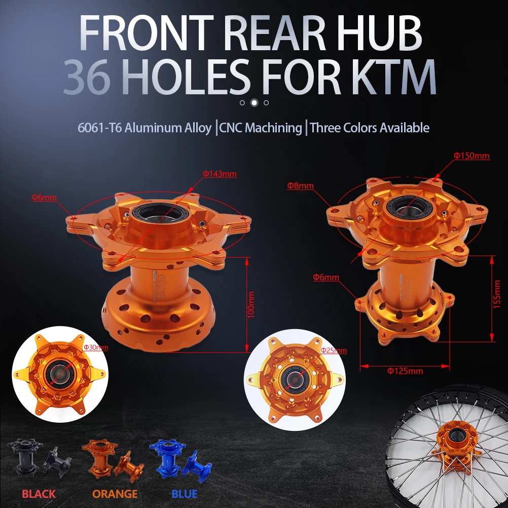 OTOM 2016-2022 Motorcycle 36 Holes Front Rear Hub CNC Aluminum With Bearing Oil Seal For KTM SX SXF XC XC FC FX TC TX EX EXF MC