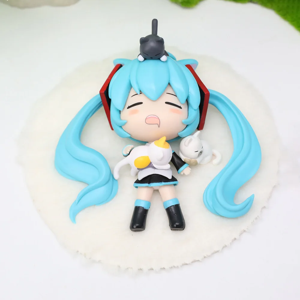 

12cm Hatsune Miku Qversion Sleeping Position Anime Handmade Action Figures Desktop Case Decoration Ornament Gift