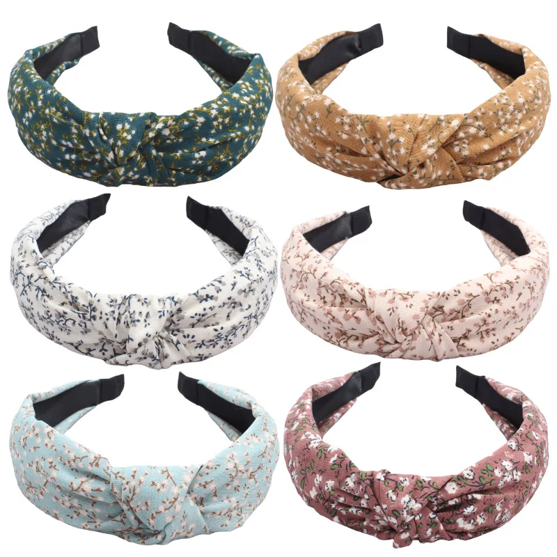 

New Fabric Knotted Headband Retro Style Headband Fashion All-match Printed Hair Accessories for Women