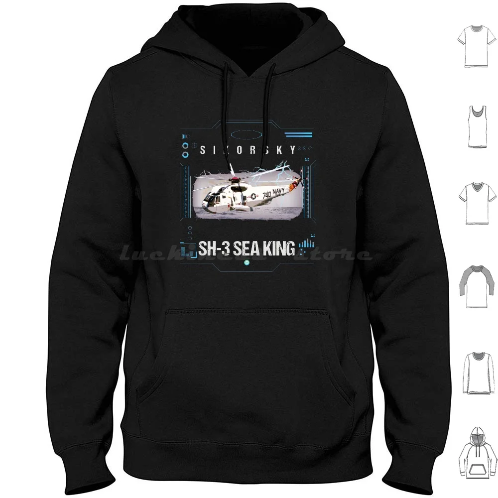 Sh3 Sea King Helicopter Crew Gift Hoodies Long Sleeve Tiger Apache Ah 64 Airforce Army Chopper Fighter Plane Helicopter