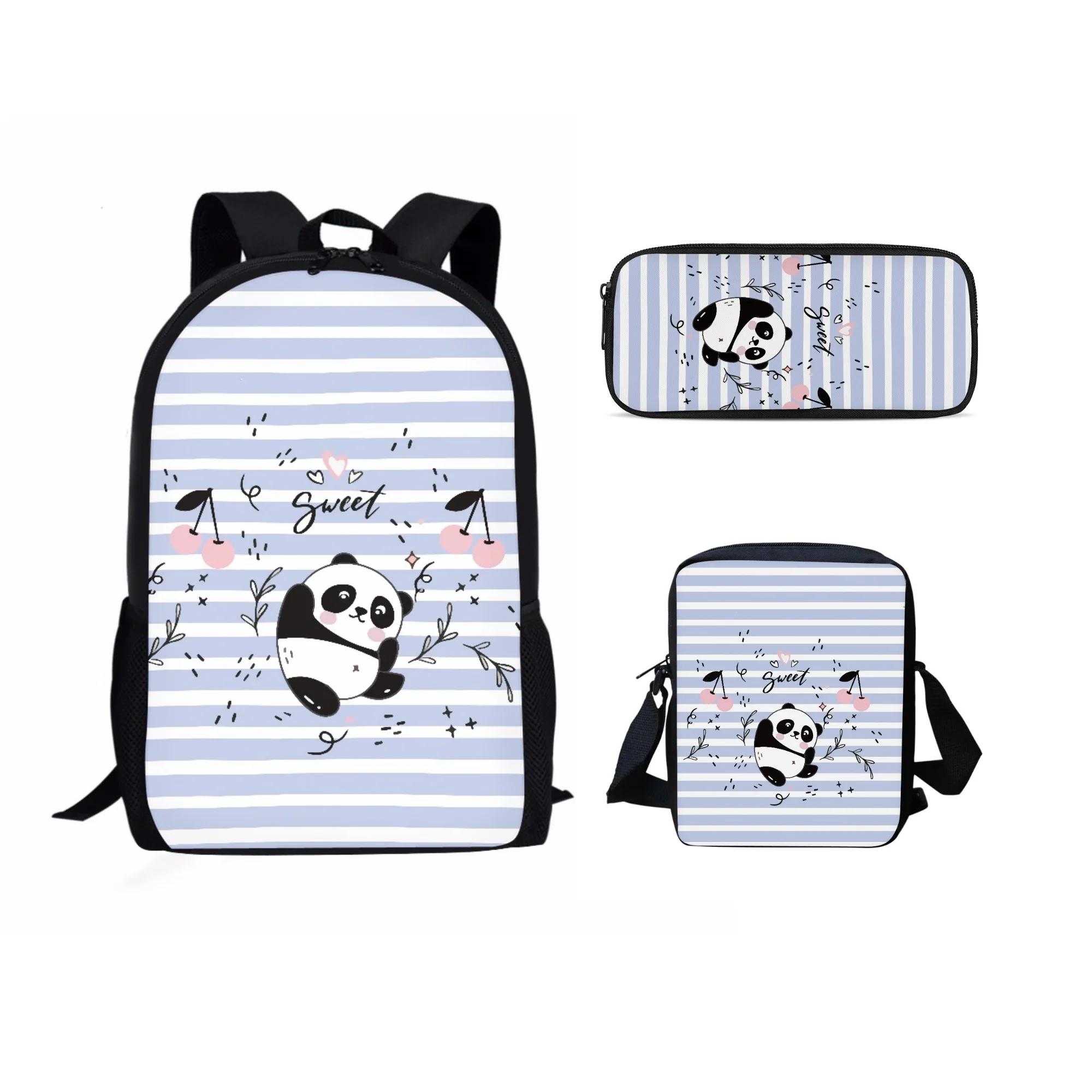 Mochila/bolsa de mensajero/estuche de lápices personalizable para niños, mochilas escolares con patrón de Panda de dibujos animados, morral escolar para niños y niñas