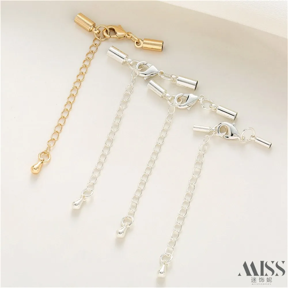 

14K Gold-wrapped Silver Lobster Buckle Tail Chain Belt Double Bell Lock Buckle Tail Buckle DIY Braided Rope Tail Accessories