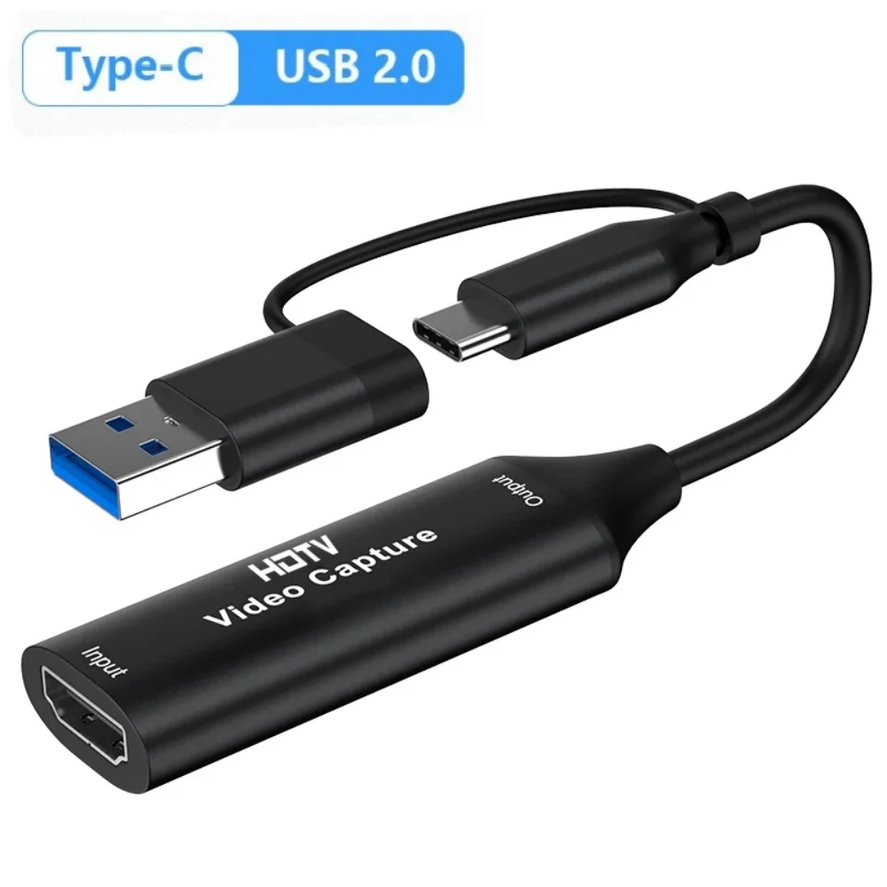 4K Video Capture Card USB3.0/2.0 Type C HD 1080P Video Grabber Game Recording Live Streaming Device for Game Console Camera DVD