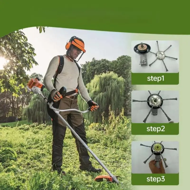 1Pcs 7/8/9-inch Lawn Mower Steel Wire Weed Trimmer Head Rust Removal Wheel Weed Removal Wheel Lawn Mowers Universal Parts image 6
