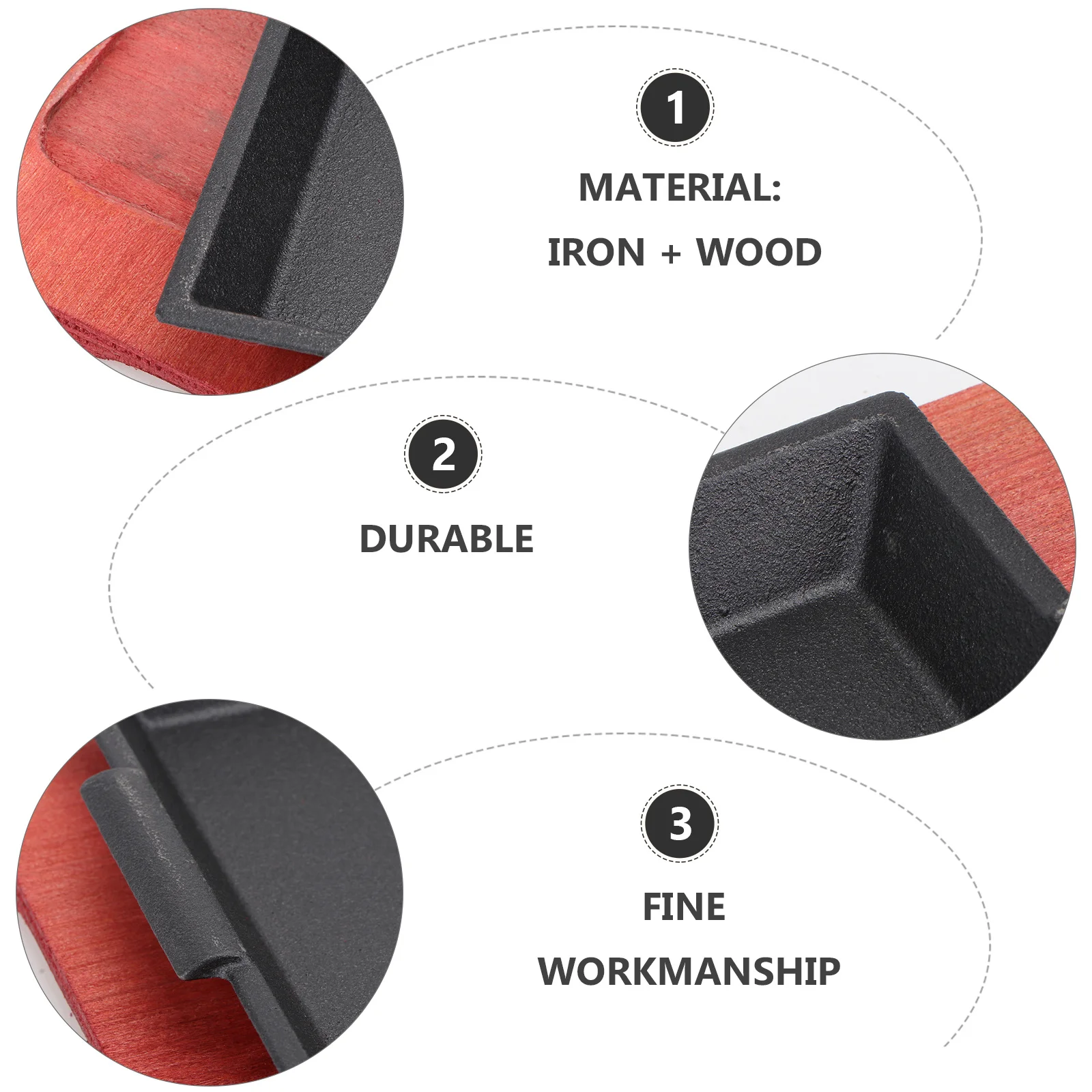 

1pc Cast Iron Grill Pan Wooden Handle Heat Resistant Easy Cleaning Portable Bbq Plate For Teppanyaki Steak