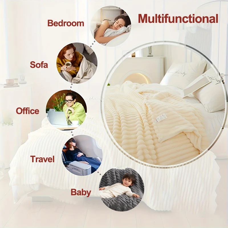 150/200CM Lightweight All Season Wide Striped Multifunctional Blanket Bed Sheet Cover Blanket Sofa Blanket Nap Blanket