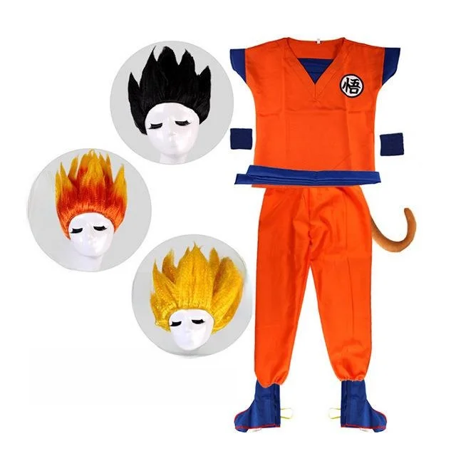 

Хэллоуин Косплей Супер Сайян Сон Гоку Костюм Детский Аниме Представление Парик Набор Мультфильм Par Supplies