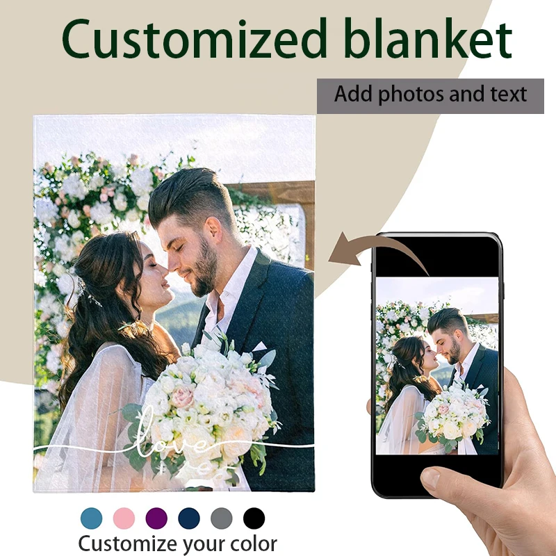 

[Customization] 1 Piece Customized Blanket With Pictures For Couples, Personalized Blankets For Anniversaries, Customized Blank
