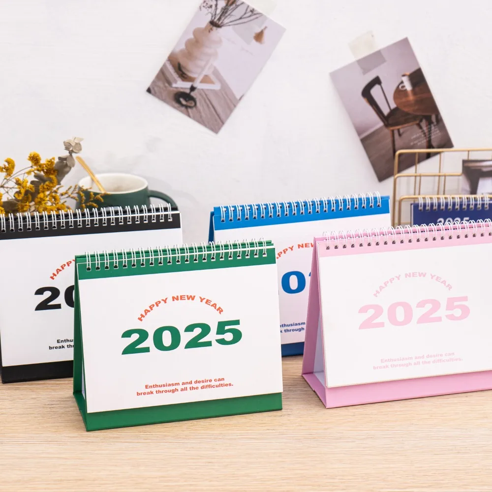 Planer 2025, Kalender, Monatsplaner, Papierqualität, Mini-Tischkalender, Rosa/Grün/Blau/Schwarz, täglicher Memo-Kalender, Büro