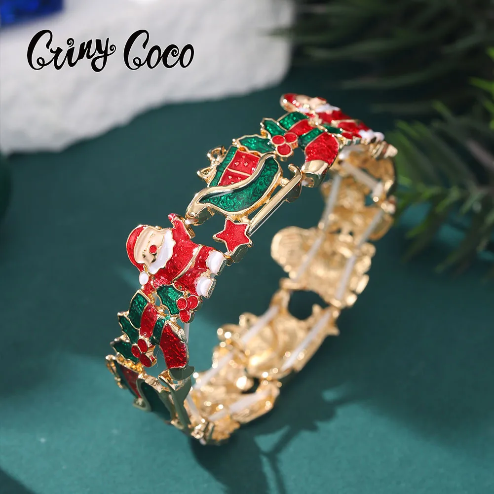 

Cring Coco Fashion Snowman Bracelet Foldable and Expandable Cute Cartoon Enamel Bracelet Zinc Alloy Jewelry 2024 Christmas Gift