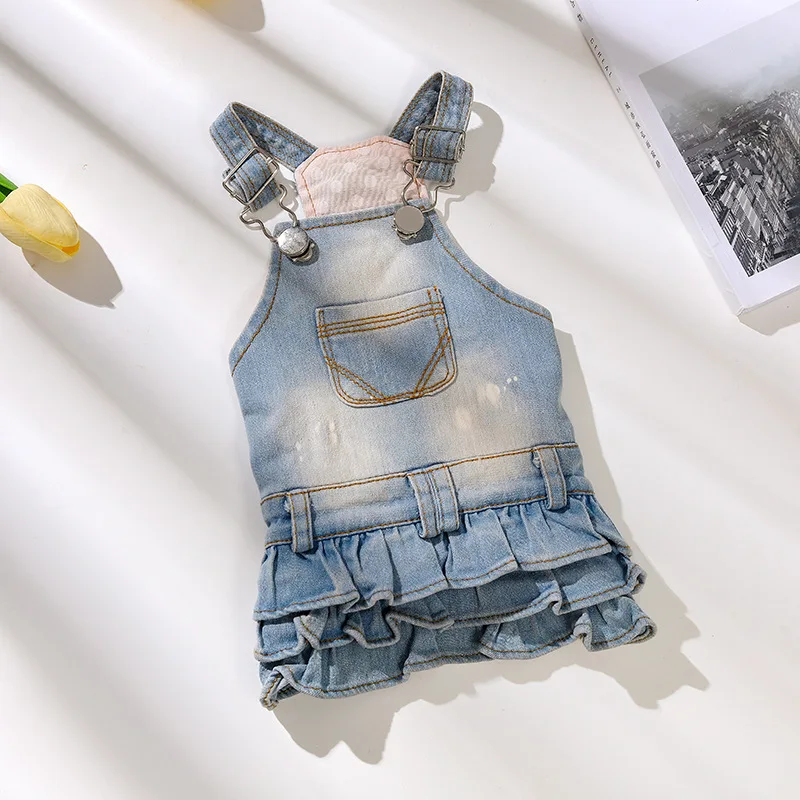 Huisdier Denim Band Rok Hond Gezwollen Rok Teddy Prinsessenjurk Huisdier Denim Riem Jumpsuit Puppy Kleding Hondenkleding Winter Voor Kat