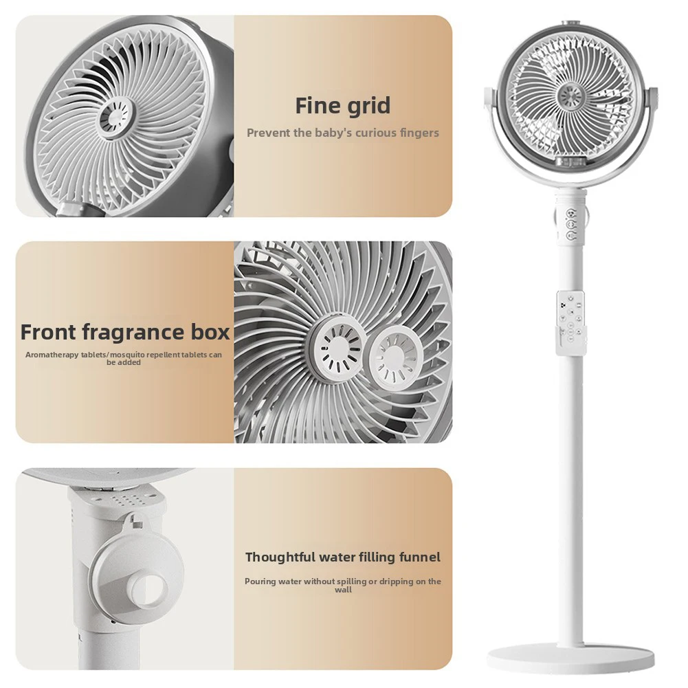 3 In 1 Airs Circulator Smart Remote Control Humidifier Floor Fan 4 Speed Height Adjustable Oscillating Standing Circulating Fan