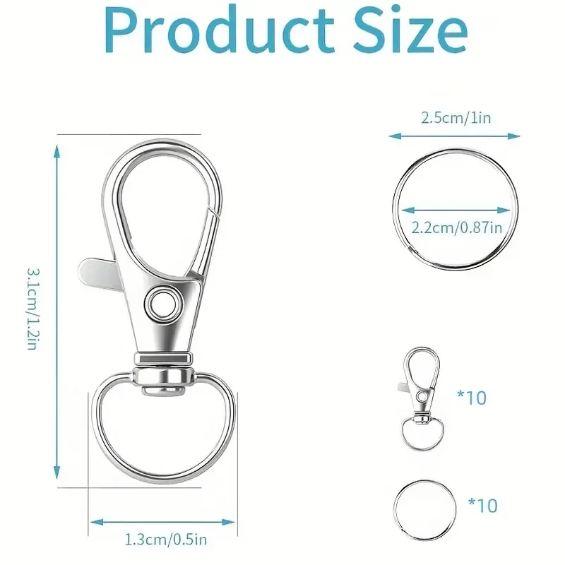 20 шт. поворотные застежки на шнурке, крючки с кольцами для ключей, зажимы для брелоков, крючки с карабином, застежки для рукоделия