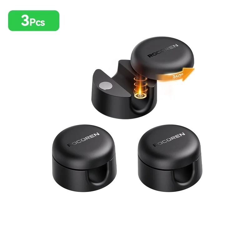 Rocoren 360 ° Rotierender Magnetischer Kabelorganisator Selbstklebende Kabelclips Verstellbarer Kabelhalter für Unter dem Schreibtisch