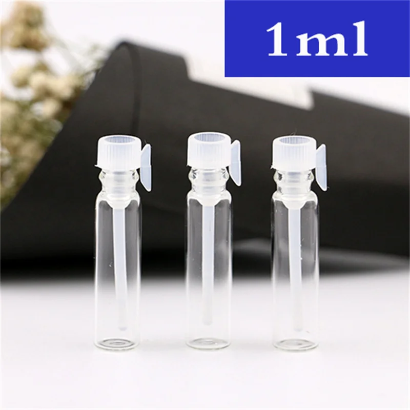 10-100pcs 1ml Empty Tube Aroma Bottle Perfume Essential Oil Glass Container Sample Makeup Portable Tester Smear Stopper Stick