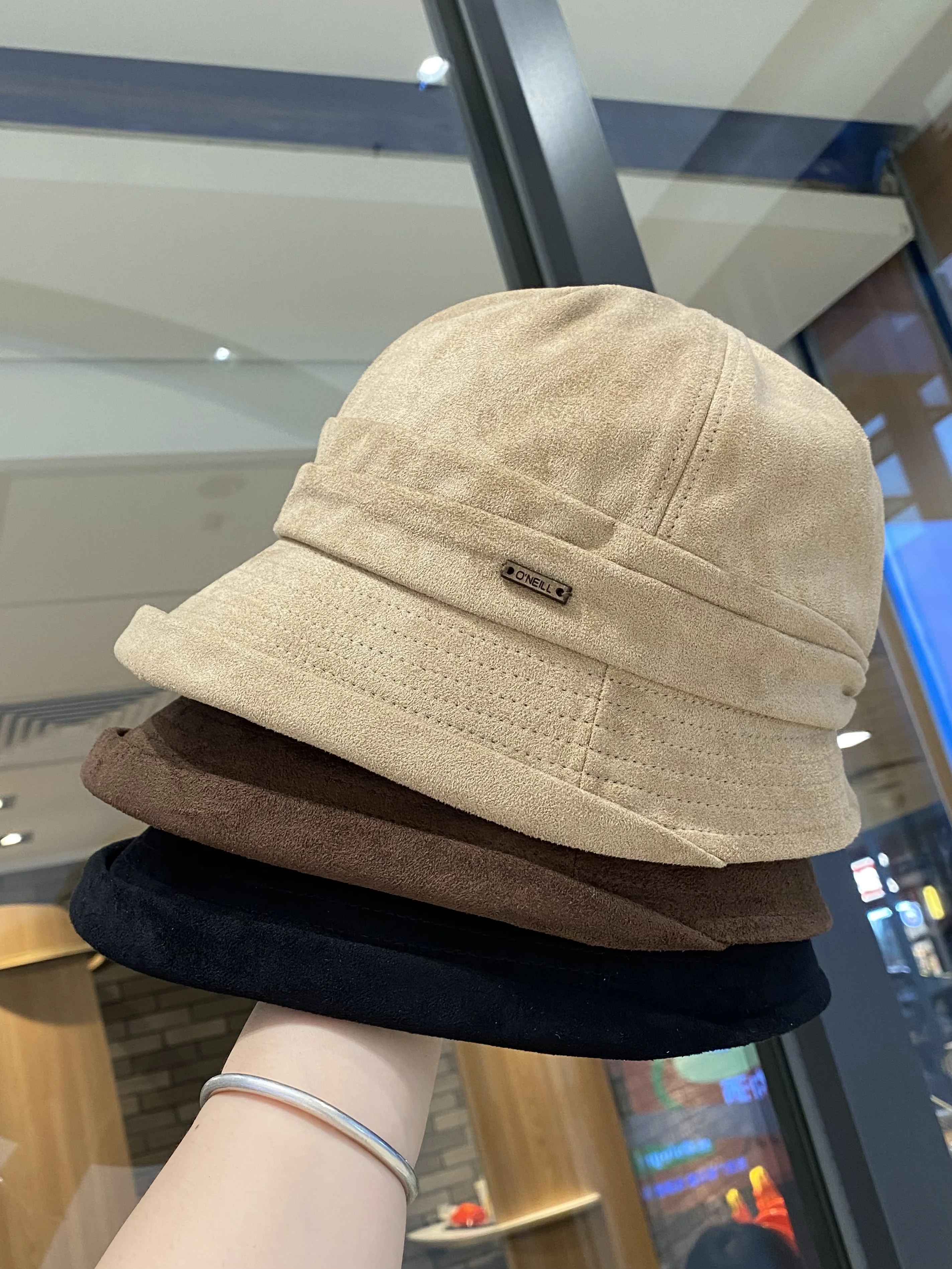 retro-fashion-suede-fisherman-hat-women's-autumn-winter-warm-face-slimming-simple-matched-stylish-pot-hat-foldable-wide-brim