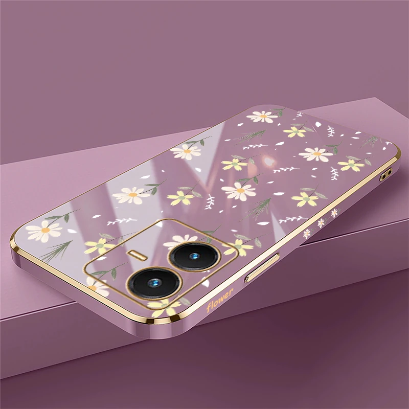 Soft TPU Silicone Case For Vivo V30 Pro V29E V29 V27E V25E LATAM V25 V23 V23E V20 SE V21 V40 V30E Plating Flower Pattern Cover