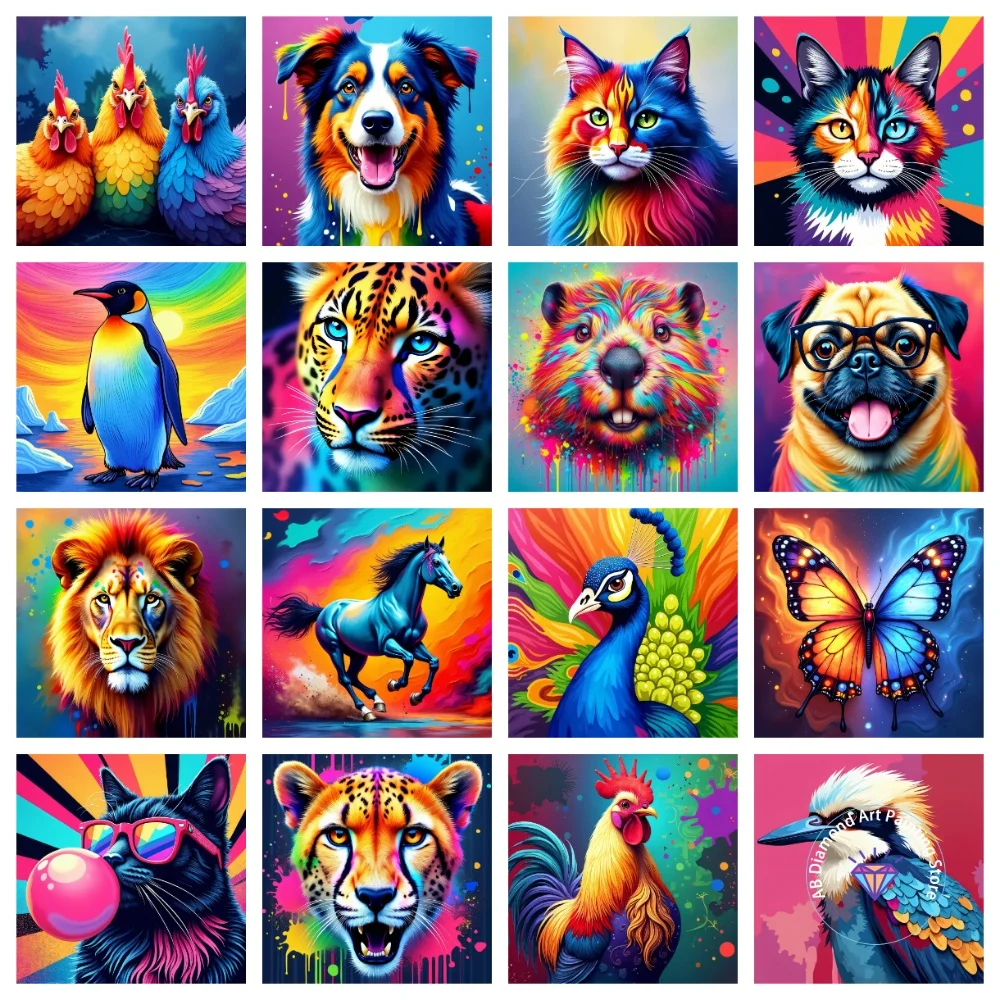

Cat Dog Leopard Lion Butterfly AB Diamond Painting Kit Square Round Diamond 5D DIY Mosaic Handmade Art Adult Gift Home Decor