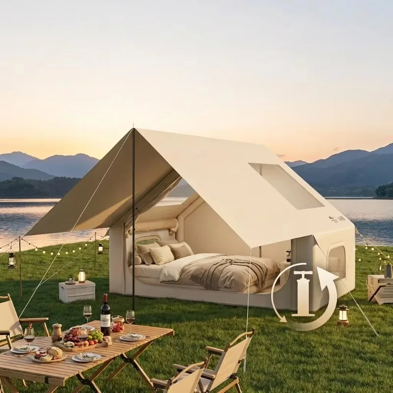 【2026】Auto Inflatable Tent With Sunshade, 2025 New 2 In 1 Pop Up Tent For Overnight Camping, Waterproof Lightweight Outdoor Inst