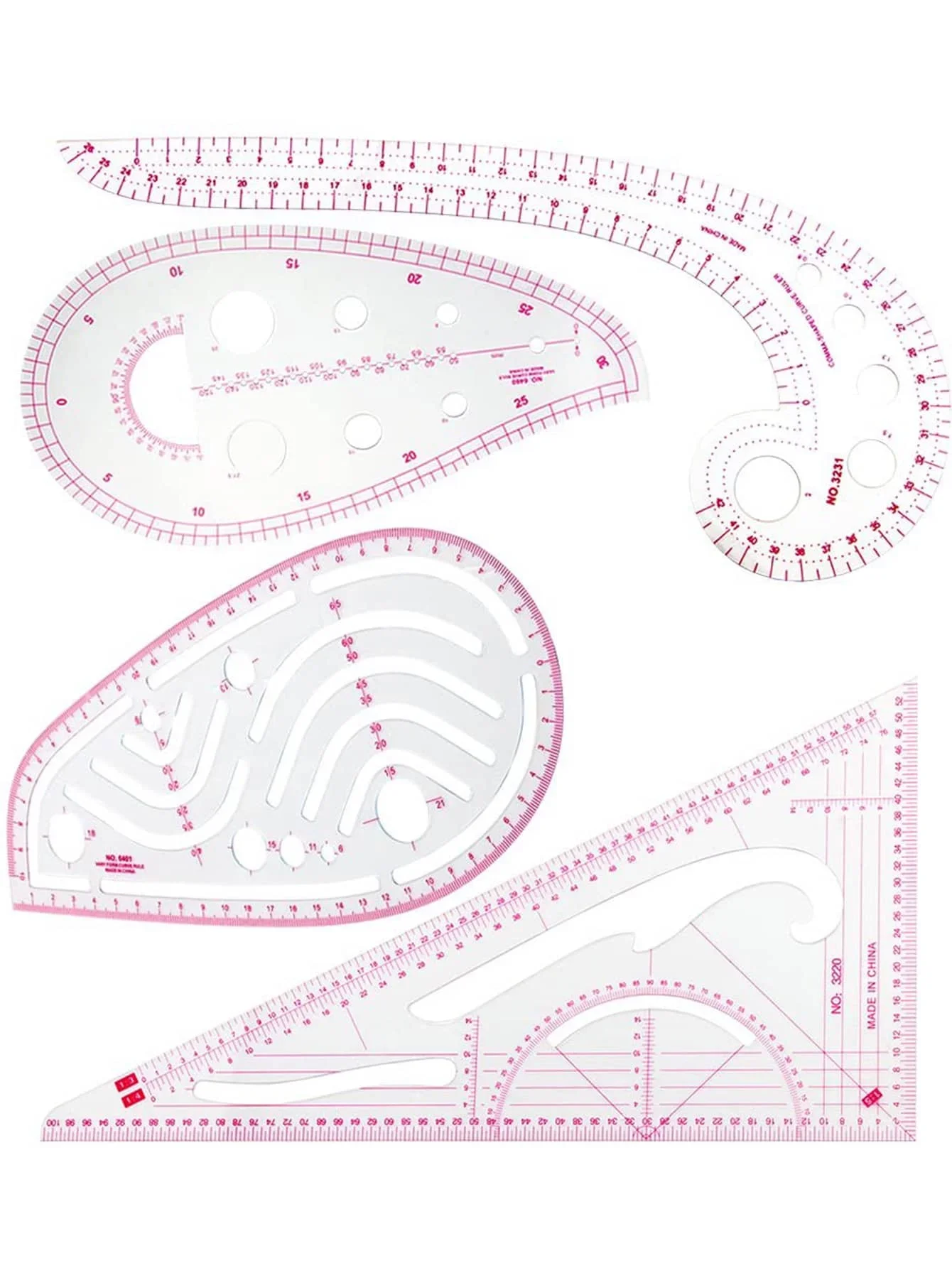 4pcs/set Fashionable And Clear Metric Sewing Ruler Set, French CurvePattern Making Ruler Package For Beginner Tailor Designer