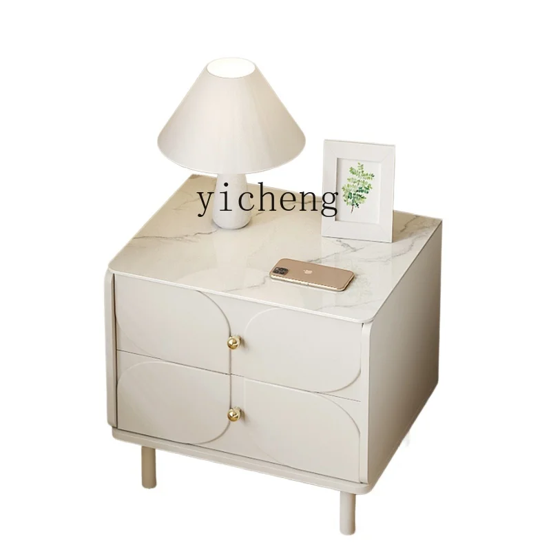 

ZF Cream Style Stone Plate Bedside Table Small Simple Modern Bedroom Locker Narrow Edge