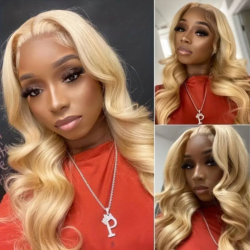 Blonde 613 Echthaarperücken 13x6 Golden Body Wave Perücken 38 Zoll Körperperücken Echthaar 220 Dichte HD Lace Frontal Perücken Für Frauen