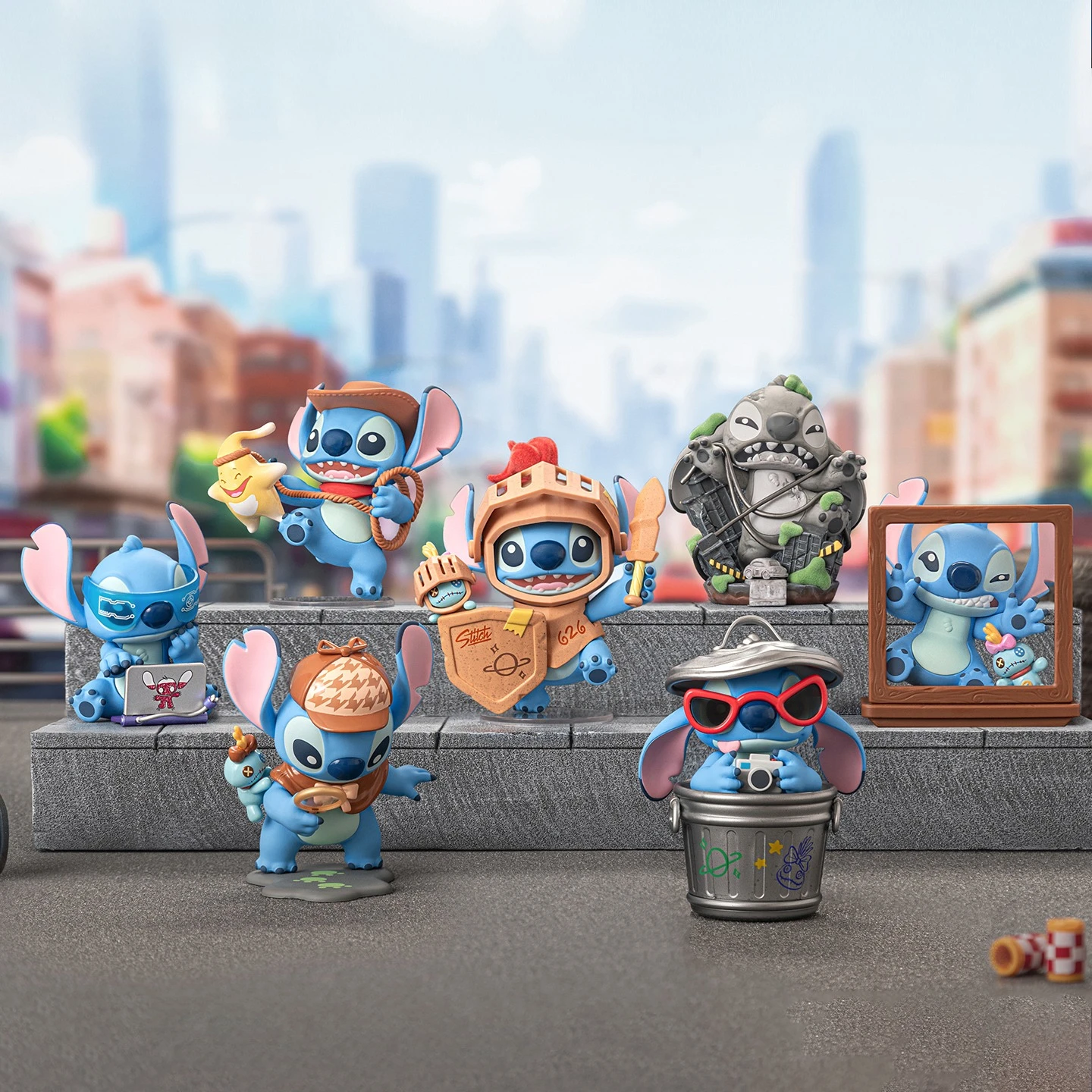 Stitch City Adventure Series Blind Box Speelgoed Kawaii Anime Pop Stitch Mystery Box Leuke actiefiguren Verrassingstas Ornament Cadeau