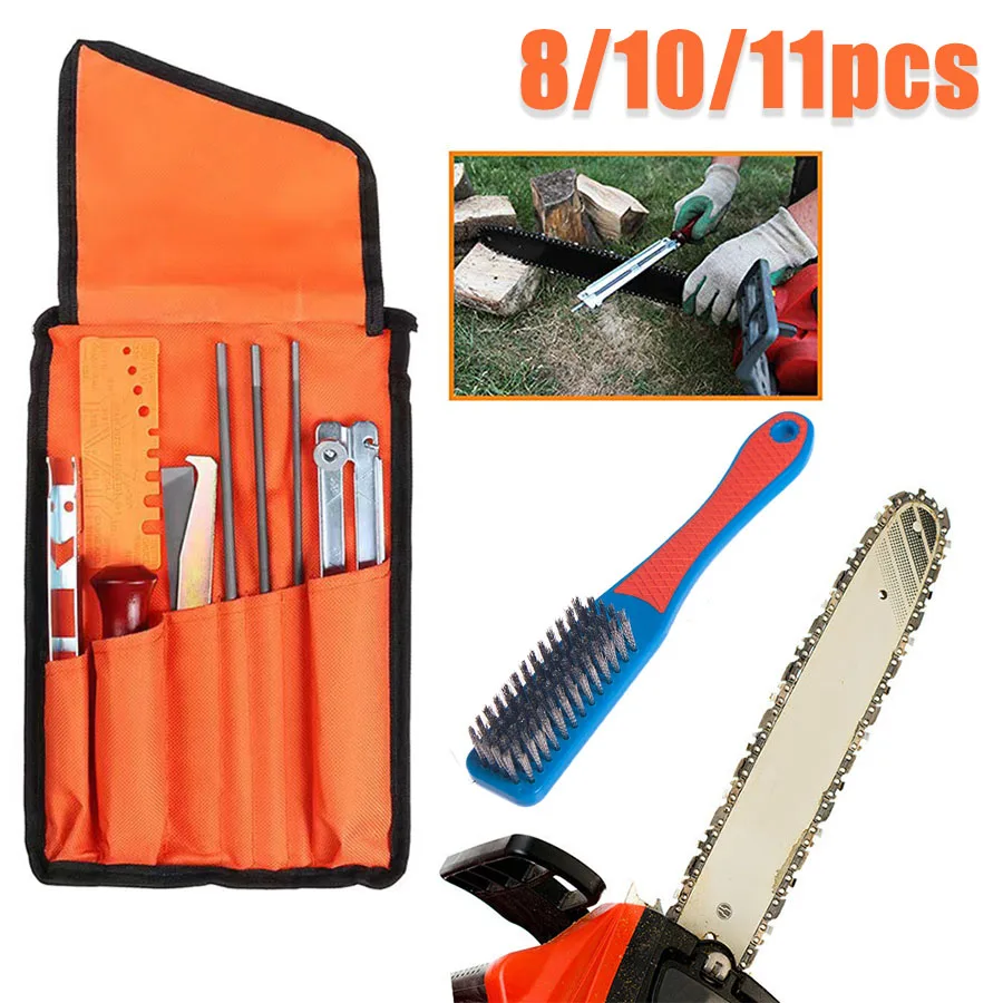 

Chainsaw Chain Sharpener Kit Hardwood Handle Round and Flat File Guide Bar File Sharpener Professional Tools for Woodworking